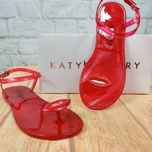 Katy Perry The GELI Brand New Fun Bright Red Lips Sandals Cute Kiss Jelly Size 7